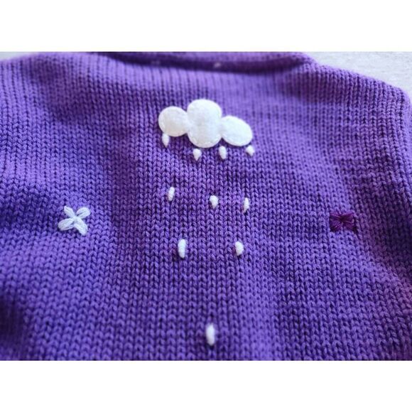 PERUVIAN HAND KNIT PATCHWORK HOODED ZIP UP PURPLE PINK SWEATER NWT - Picture 7 of 7